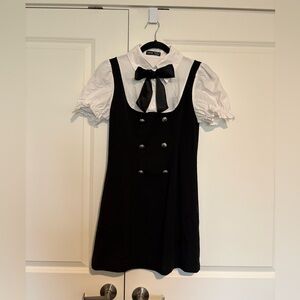 SHEIN Black & White Mini Dress with Bow